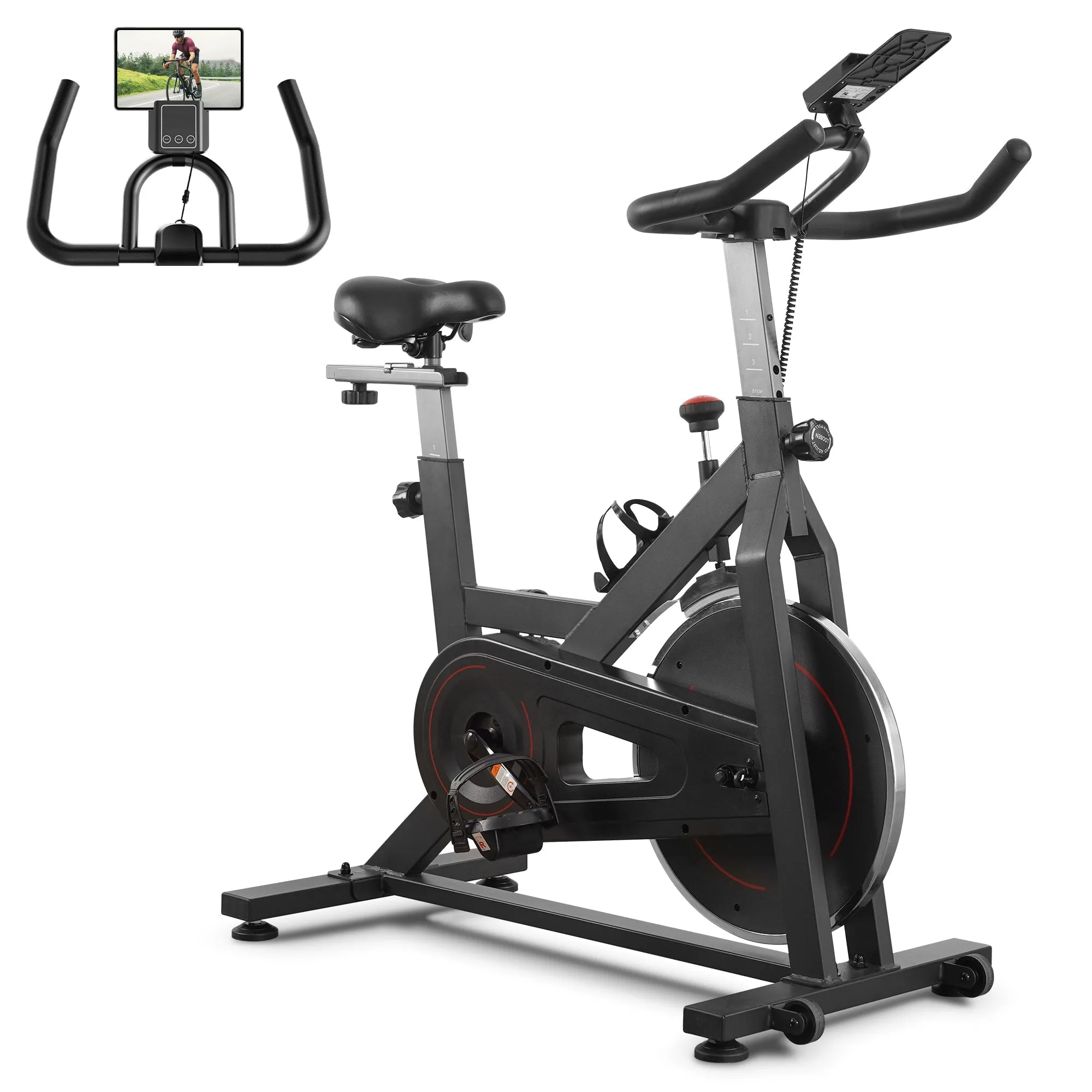 Exercise Bike Stationary Indoor Cycling Bike with 35 LBS Flywheel Display Panel Belt Drive for Home Cardio Workout