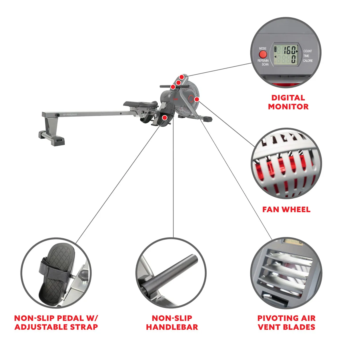 Fan Ergometer Rowing Machine Air Rower