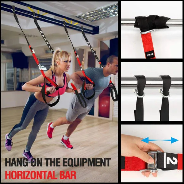 Flige Suspension Trainer Resistance Straps Workout bodyweight Training Kit Full Body Training Straps for Home Gym