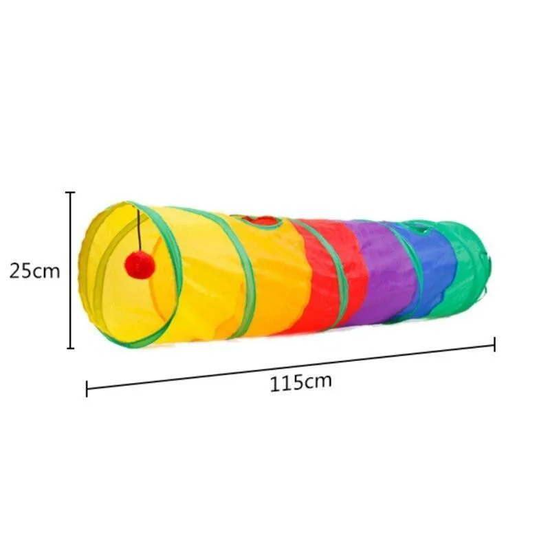 Foldable Cat Tunnel Toy Colorful Collapsible Tube Extendable Cat Toys