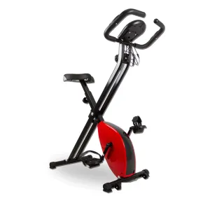 Folding Magnetic Upright Bicycle Training Fitness Stationary Flywheel X-Bike - red