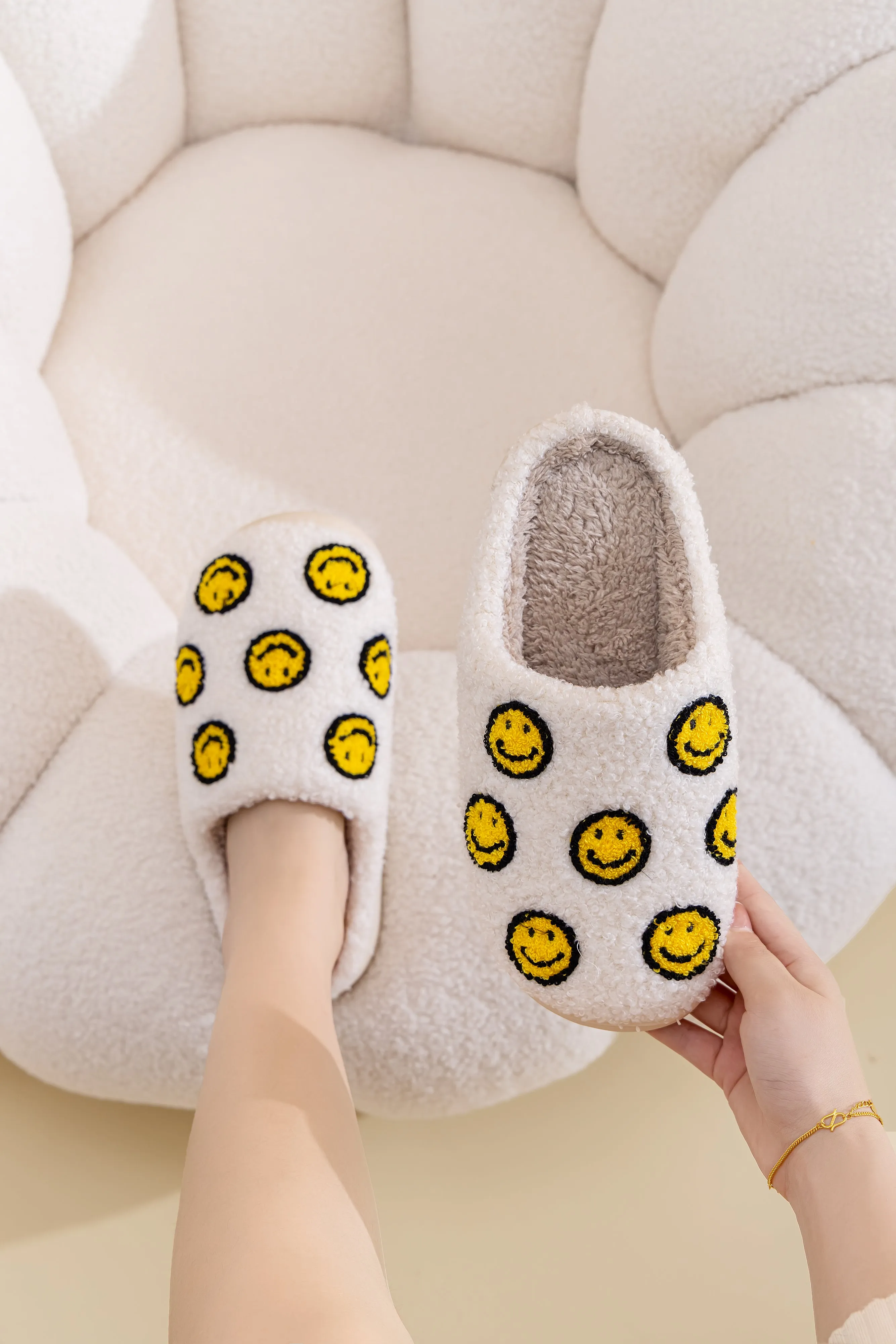 Fun Cute Print Illustrated Comfort Cozy Plush Fluffy Fur Slip On Cushion Slippers