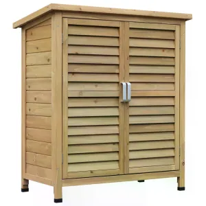 Garden Storage Unit Solid Fir Wood Garage Organisation Sturdy Cabinet Outdoor