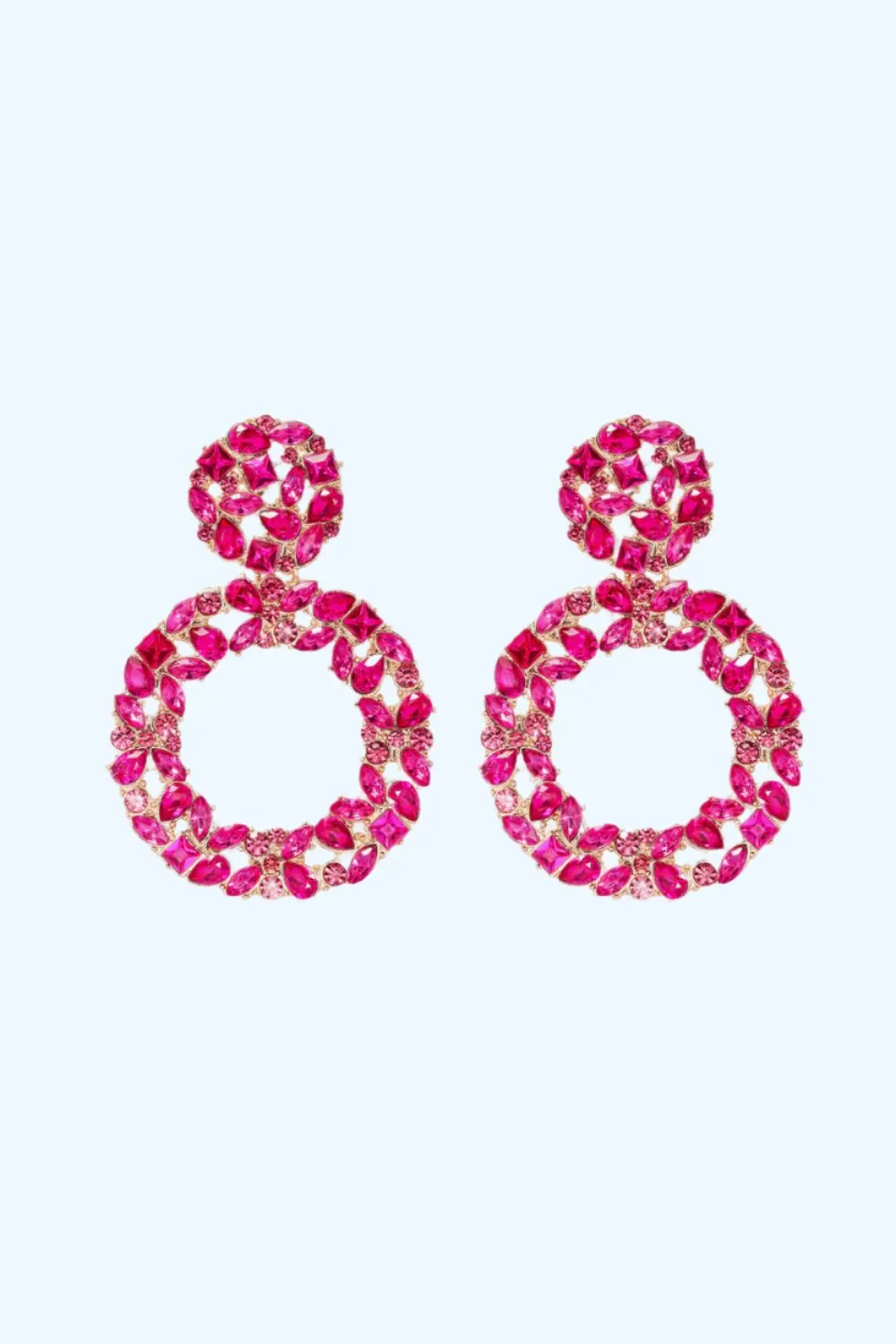 Glamorous Rhinestone Hoop Earrings