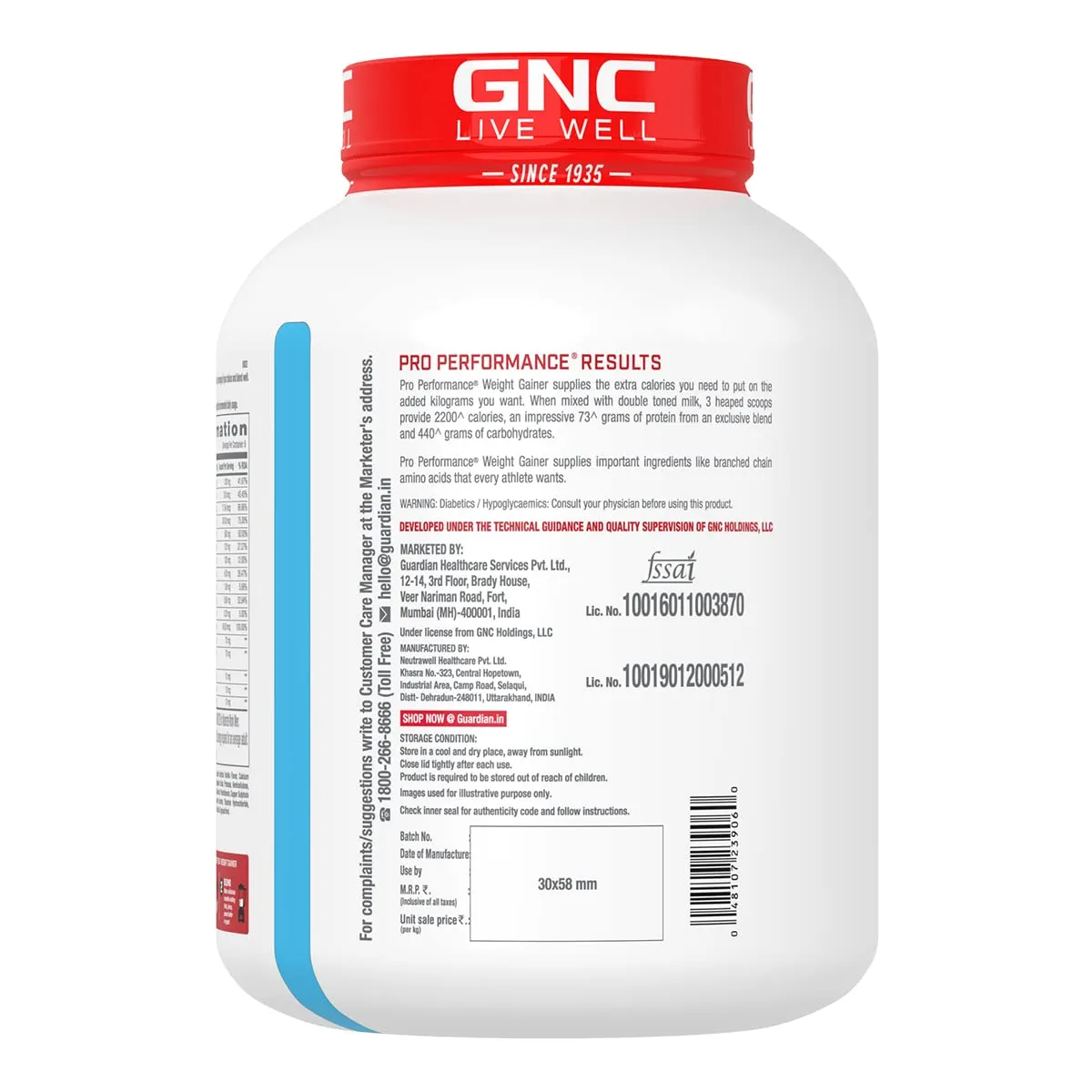 GNC Pro Performance Weight Gainer | 3 Kg | Healthy Body Gains | Reduces Muscle Breakdown | Increases Energy & Endurance | 73g Protein | 440g Carbs | 2200 Cal | Double Chocolate