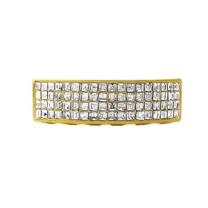 Gold 4 Row Princess Cut Grillz Bottom