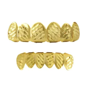 Gold Grillz Set Diagonal Diamond Cut