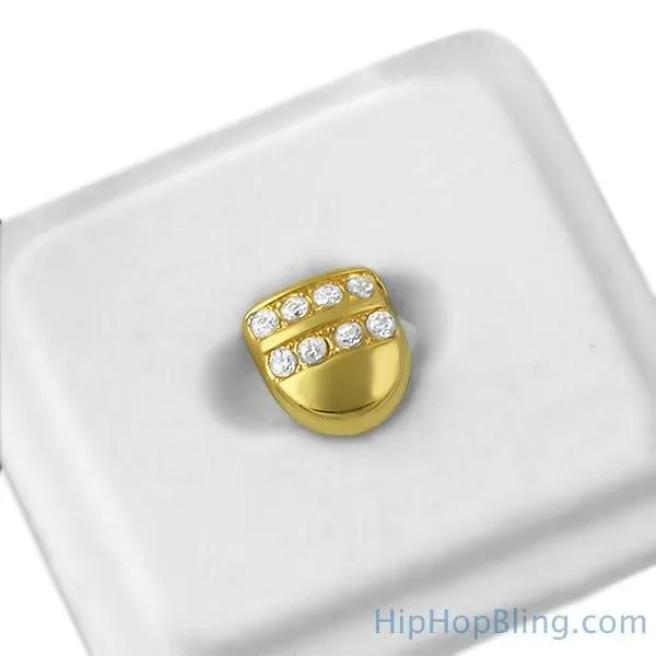 Gold Tooth 2 Row Ice Grillz