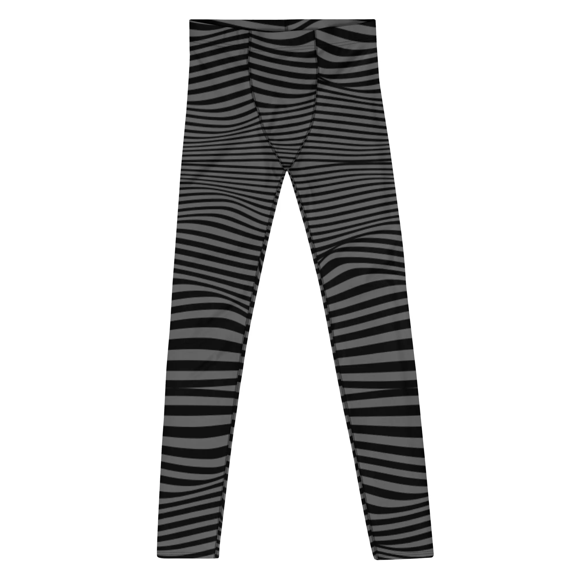 Gray Waves Men's Leggings, Wavy Print Men's Tights Meggings -  Made in USA/EU/MX (US Size: XS-3XL)