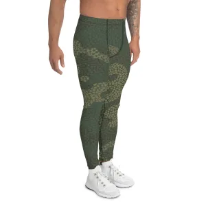 Green Camouflaged Printed Men's Leggings, Camouflaged Military Print Best Designer Men's Leggings - Made in USA/EU/MX