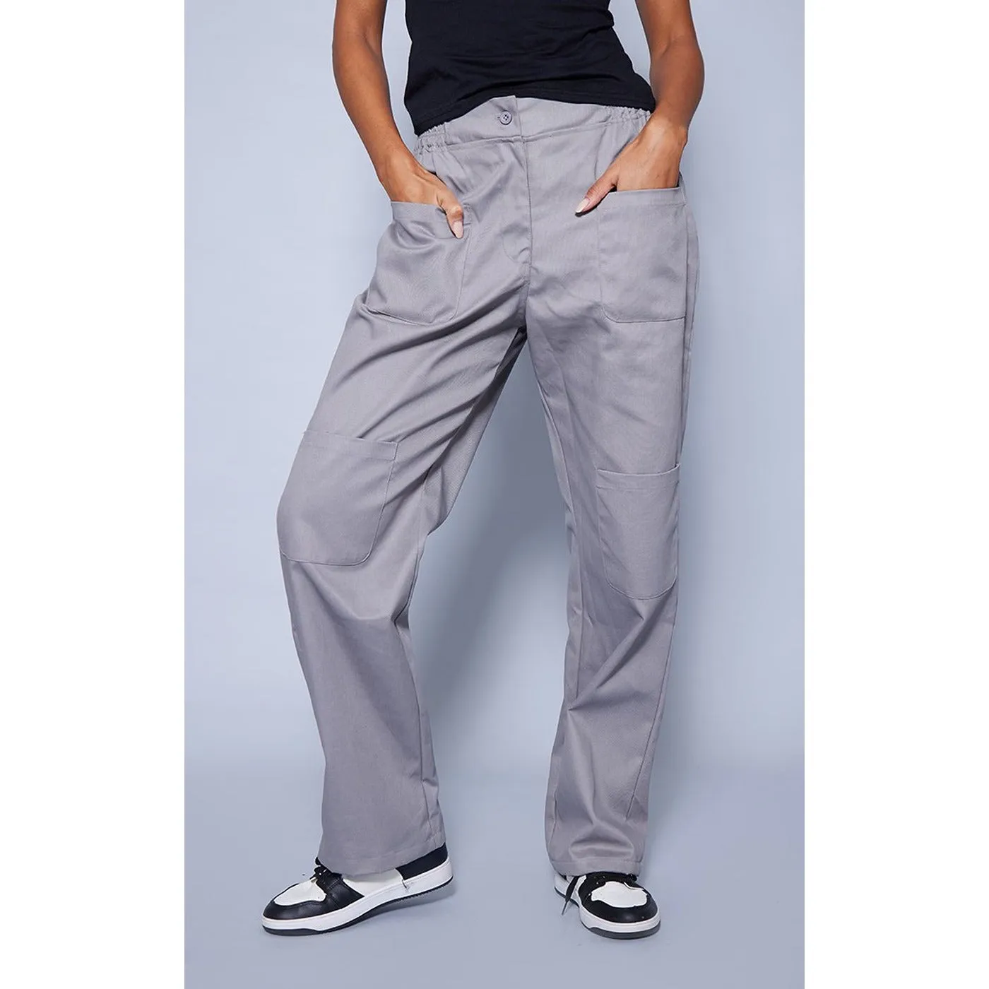 Grey Cargo Straight Leg Trousers