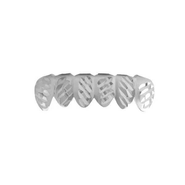 Grillz Rhodium Diagonal Diamond Cut Bottom