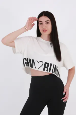 Gym Bunny loose fit crop top- White