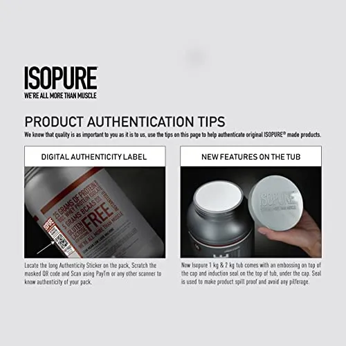 Isopure Whey Protein Isolate Powder (1 kg, Vanilla) with less than 1.5gm of Carbs and Vitamins for Immune Support