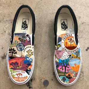 Joshua Tree National Park - Custom Vans Black Slip On Shoes