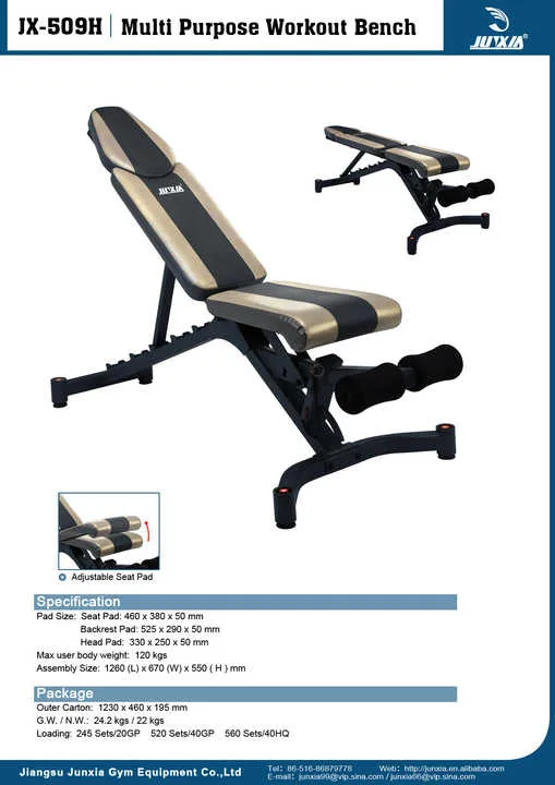 JX Fitness Commercial Adjustable Exercise Bench