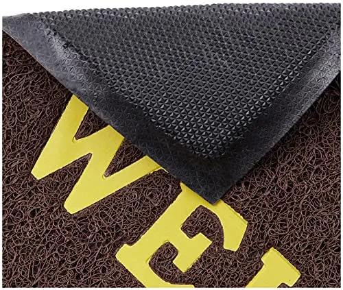 Kuber Industries Printed Welcome Door Mat|Strong Pvc Material & Solid Print|Anti Skid & Water Proof|Size 58 X 38 (Brown), Large Rectangle