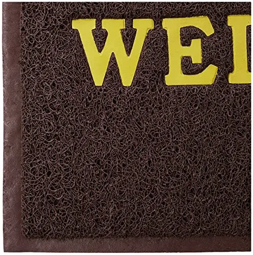 Kuber Industries Printed Welcome Door Mat|Strong Pvc Material & Solid Print|Anti Skid & Water Proof|Size 58 X 38 (Brown), Large Rectangle