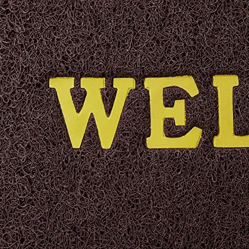 Kuber Industries Printed Welcome Door Mat|Strong Pvc Material & Solid Print|Anti Skid & Water Proof|Size 58 X 38 (Brown), Large Rectangle