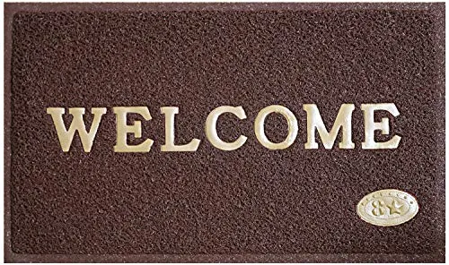 Kuber Industries Printed Welcome Door Mat|Strong Pvc Material & Solid Print|Anti Skid & Water Proof|Size 58 X 38 (Brown), Large Rectangle