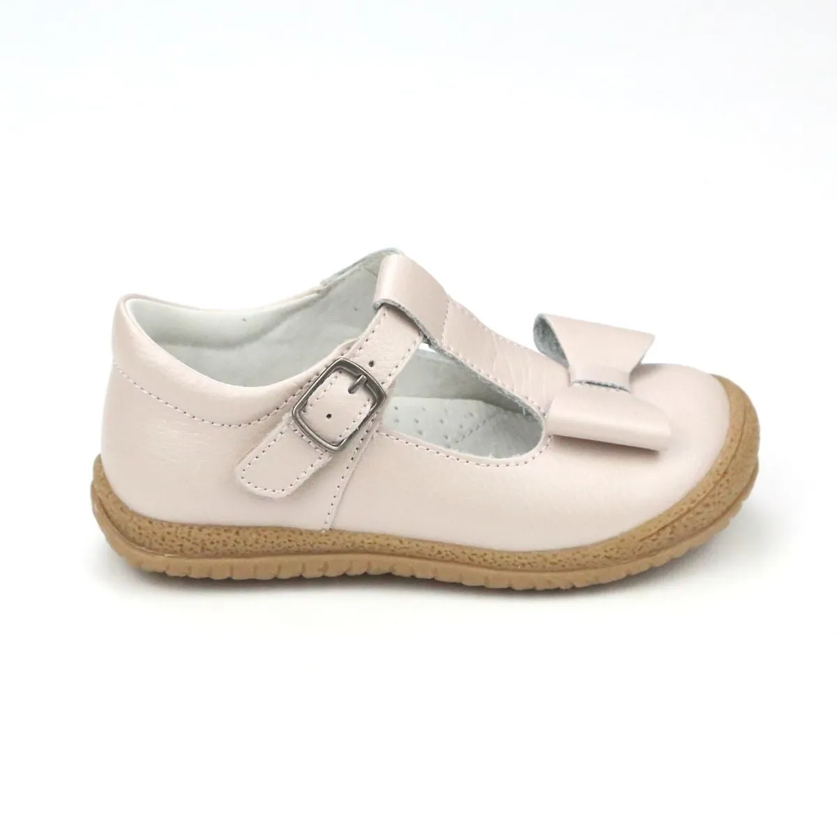 L'Amour Girls Almond T-Strap Bow Mary Janes