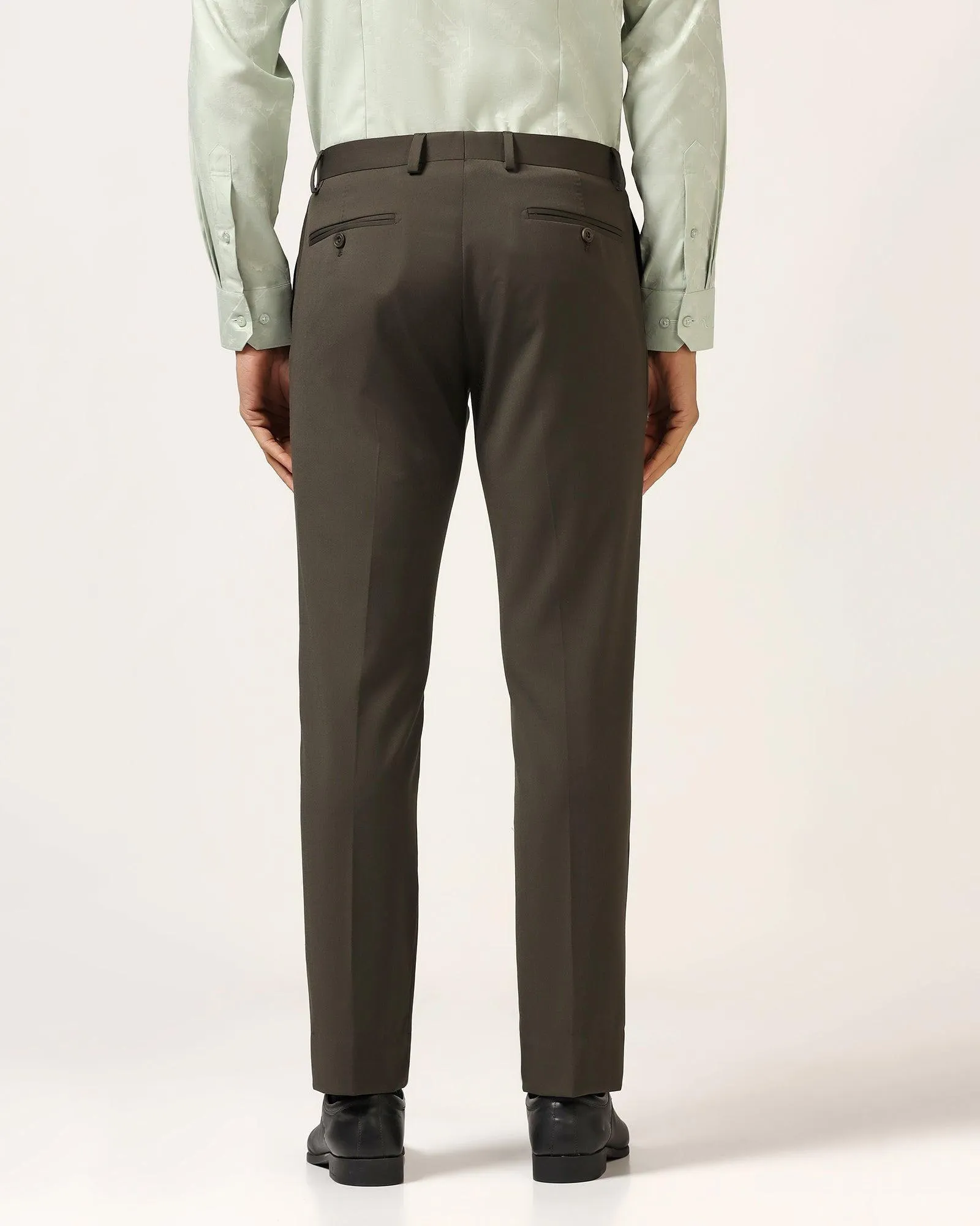 Luxe Slim Comfort B-95 Formal Olive Solid Trouser - Triumph