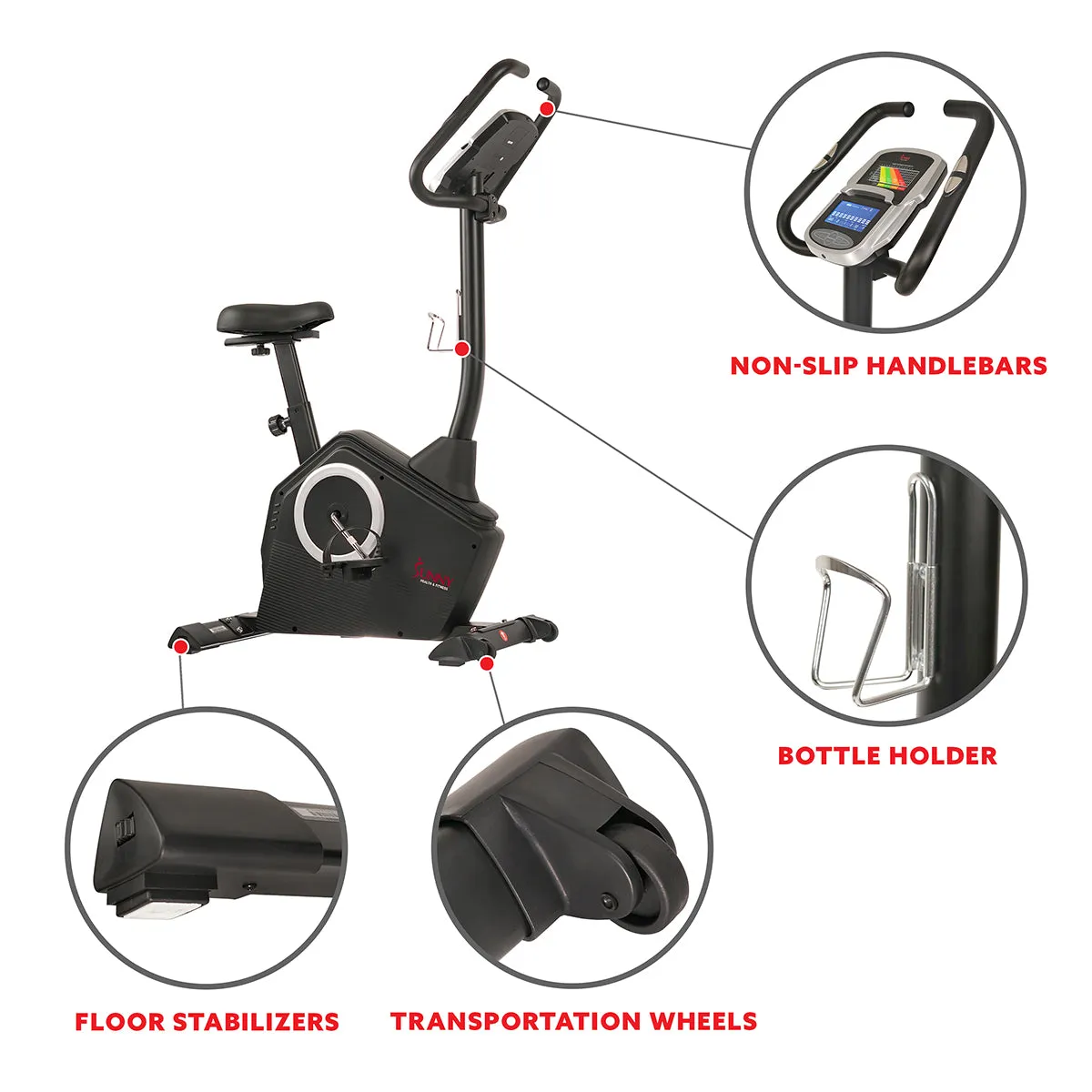 Magnetic Upright Programmable Exercise Bike w/ Heart Rate Monitor