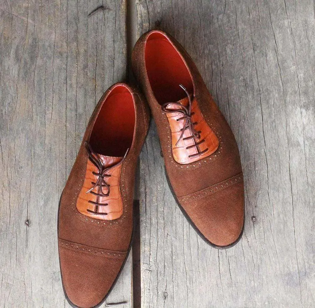 Men's Brown Cap Toe Suede Shoes