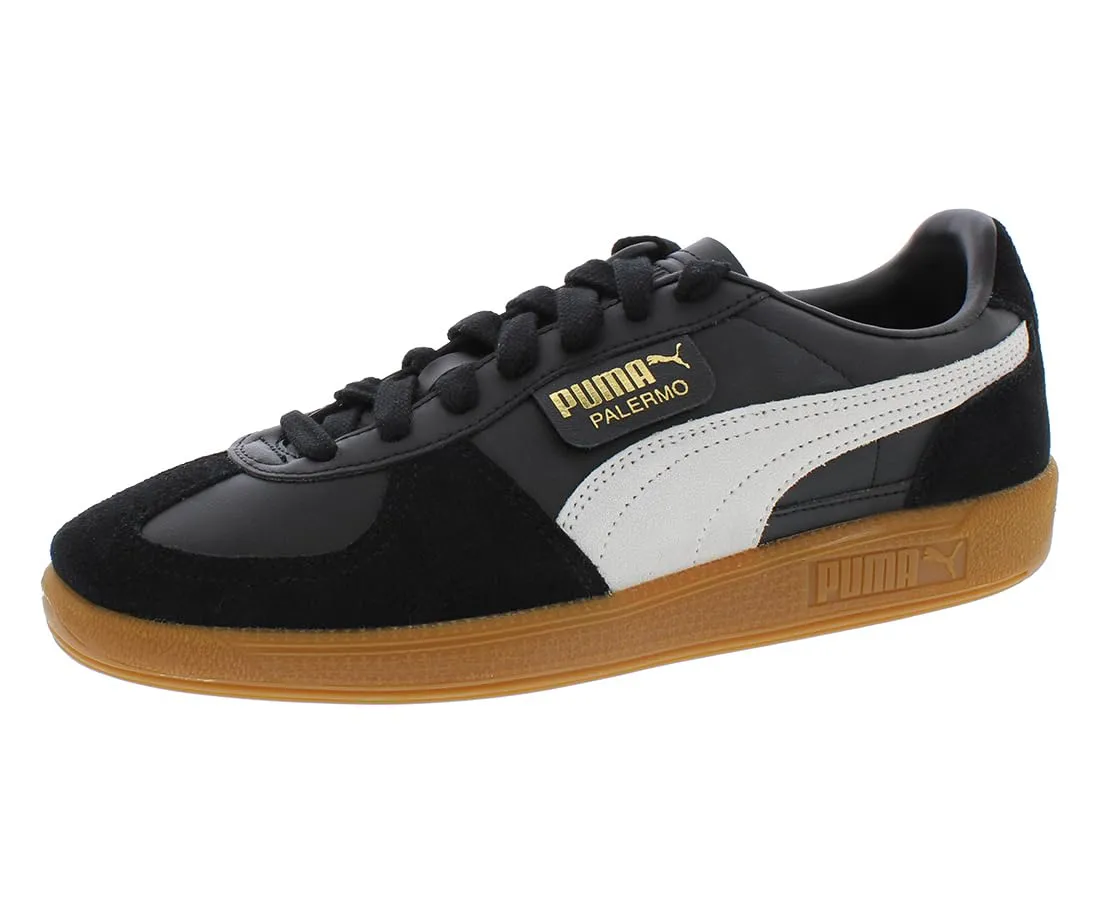 Men's Shoes PUMA PALERMO LEATHER Casual Lace Up Sneakers 39646403 BLACK / GUM