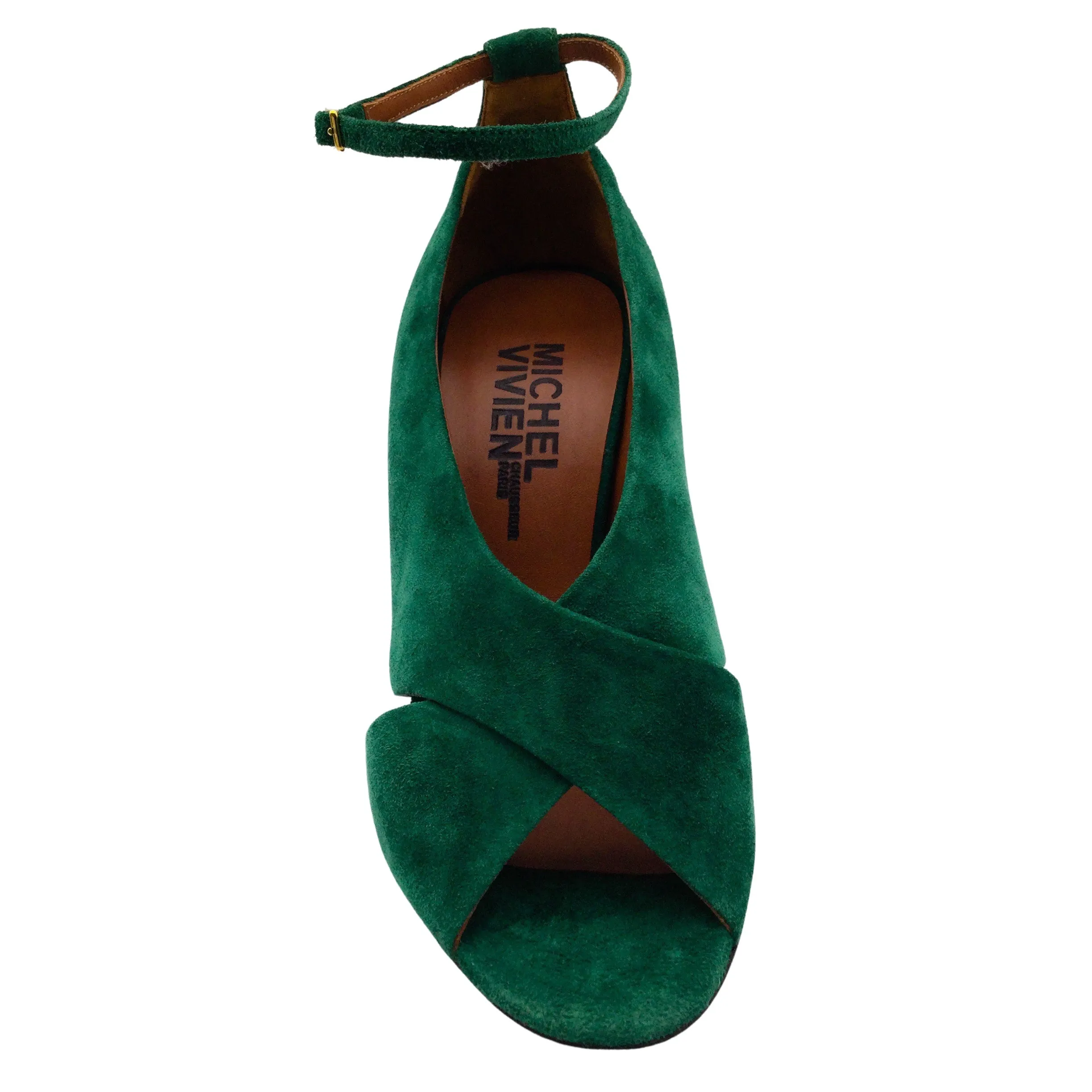 Michel Vivien Green Mayfair Cross Strap Open Toe Sandals