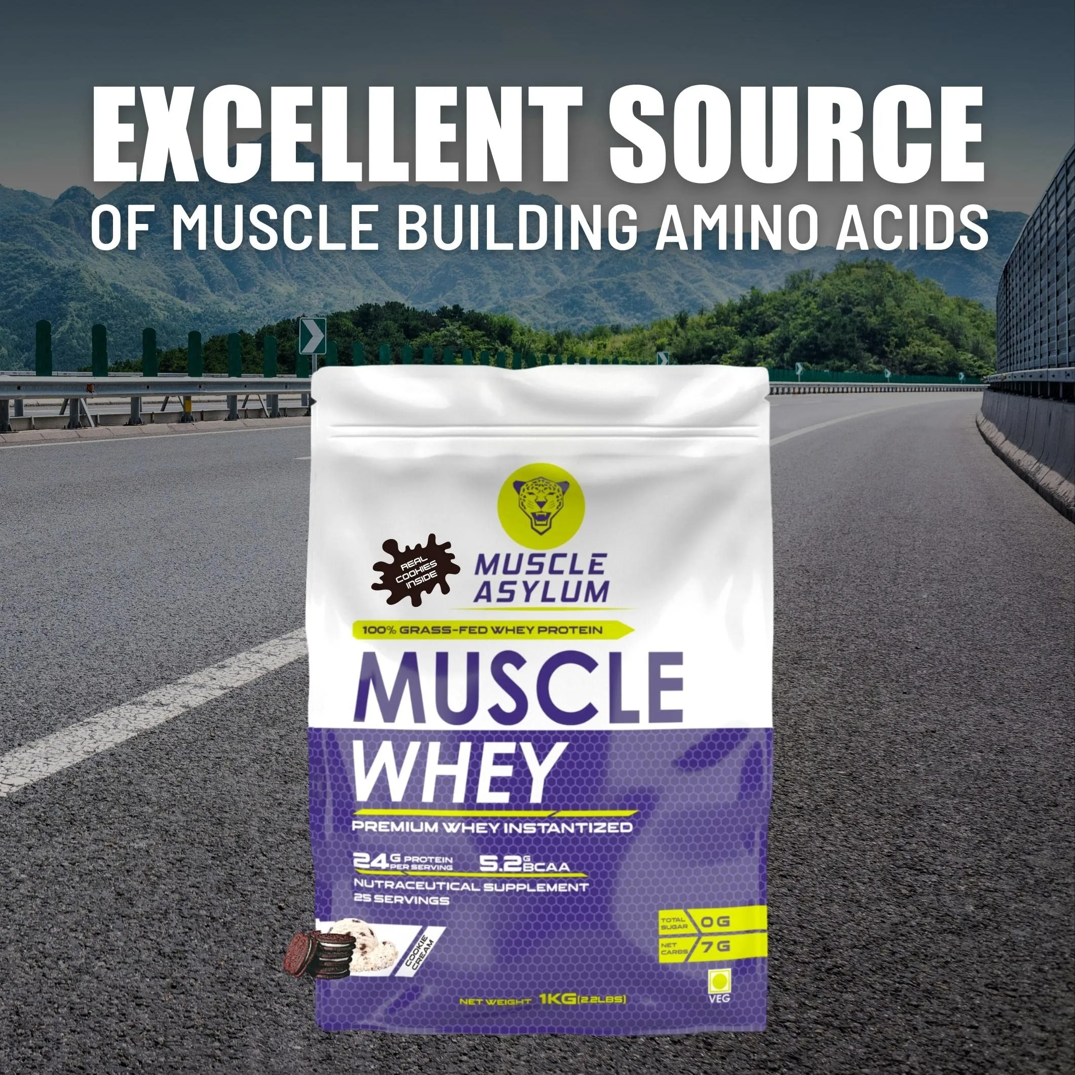 Muscle Asylum Premium Whey Protein With Real Chocochips Inside l 1kg, 25 Servings l Double Chocolate l With Genuine Lab Reports l Muscle Building & Recovery | Increased Muscle