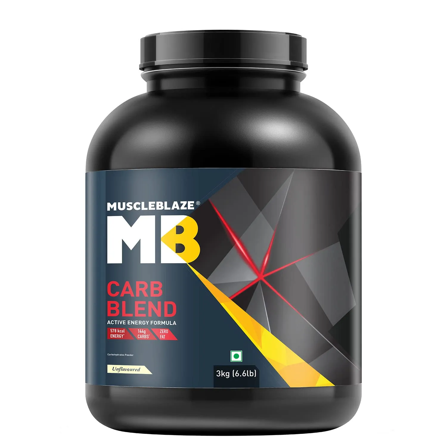 MuscleBlaze Carb Blend Powder, 3 Kg / 6.6 Lb Unflavoured