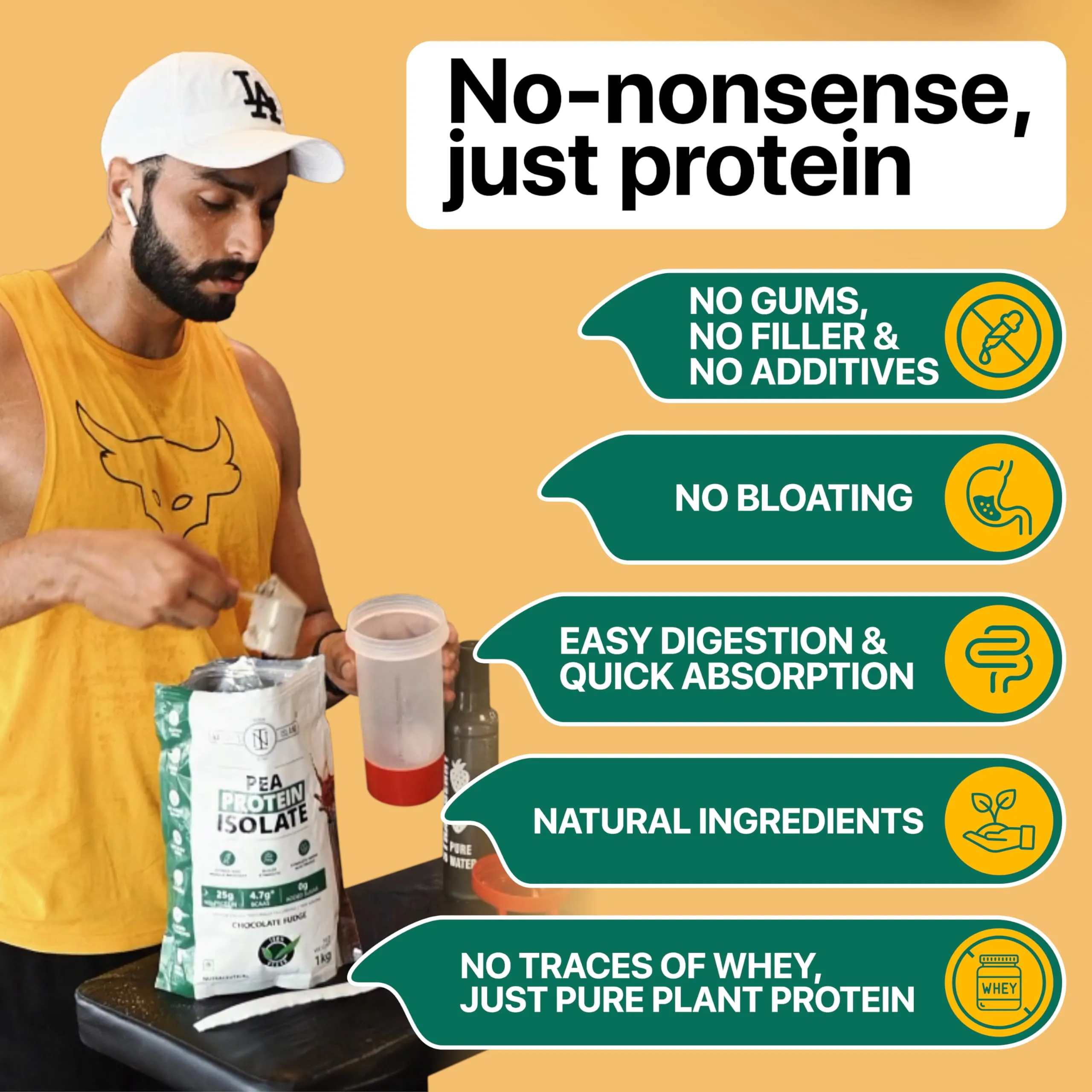 Nature's Island Plant Protein Powder | Canadian Pea Protein Isolate | Vegan | 25g Protein/Serving | Easy to Digest | All Essential Amino Acids | No Sugar | No Preservatives | Chocolate Flavour - 1kg