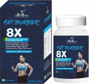 Naturstrong 100% Natural Fat Burner 8X For Weight Loss Products Garcinia Combogia,Green Tea, Coffee Bean&Apple Cider Vinegar-Metabolism Boost, Energy Enhancer&Weight Loss Supplements For Women&Men