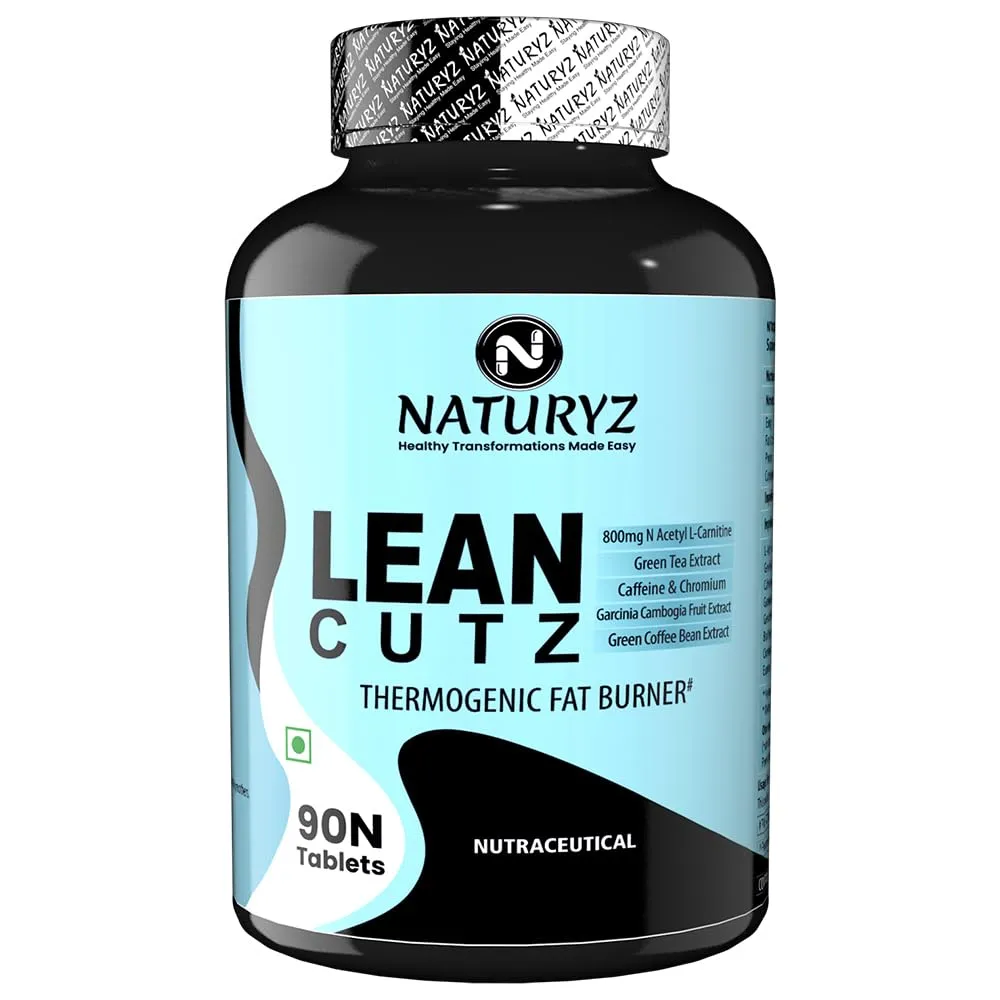 Naturyz LEAN CUTZ Thermogenic Fat Burner with Acetyl L Carnitine, Green tea Extract, Garcinia Cambogia, Green Coffee Bean Extract, Caffeine & Chromium Weight loss product for Men & Women - 90 Tablets