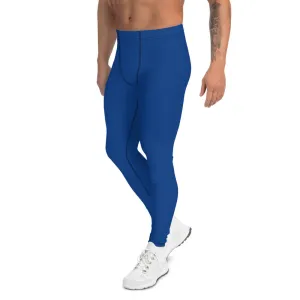 Navy Blue Color Men's Leggings, Modern Minimalist  Solid Color Print Meggings-Made in USA/EU