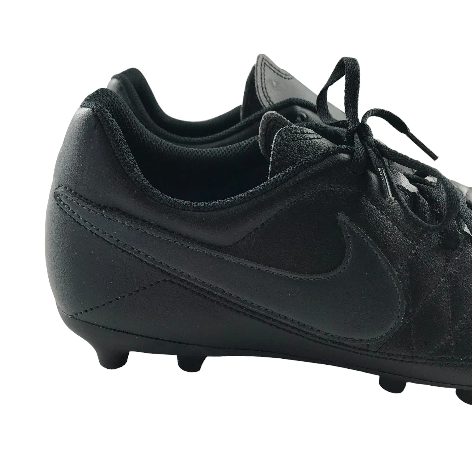 Nike football boots shoe size UK 9 black faux leather plastic studs