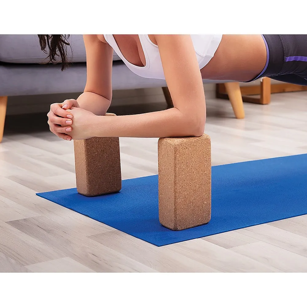 Non-Slip Organic Cork Yoga Blocks 2-Pack, Eco-Friendly