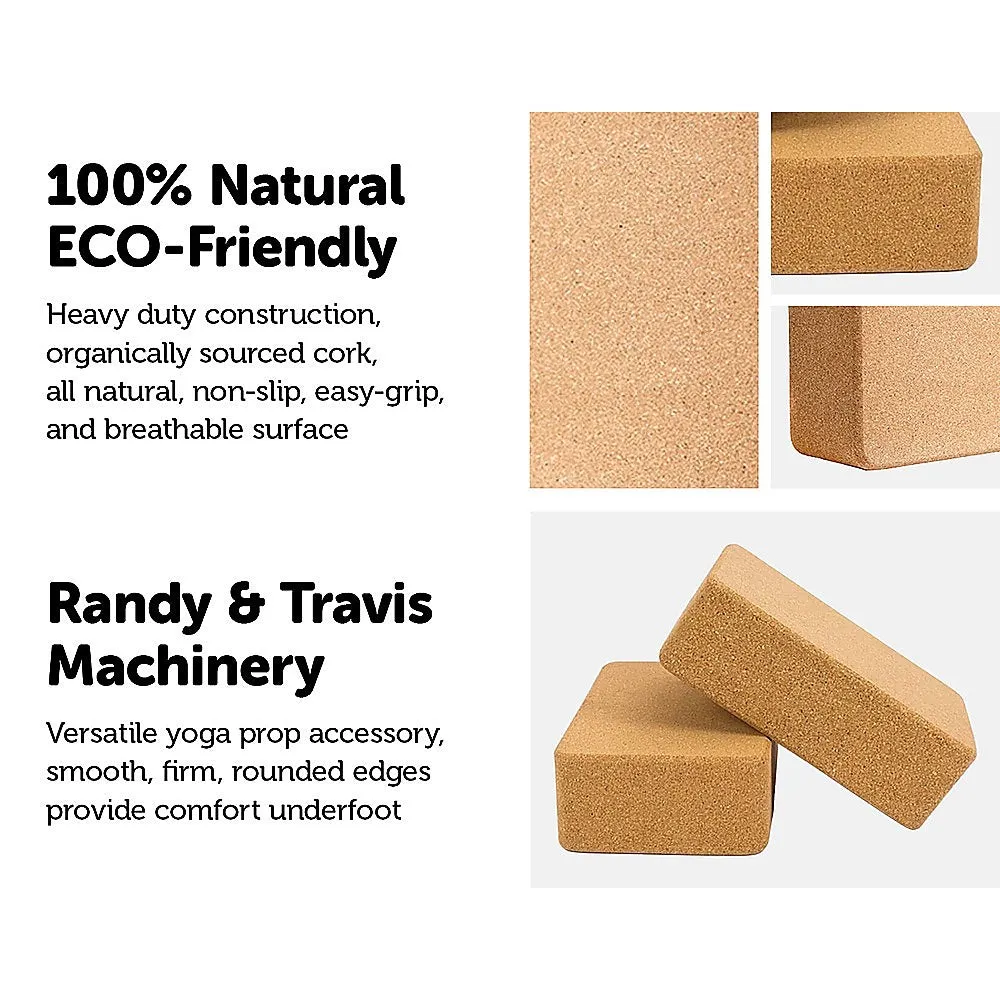 Non-Slip Organic Cork Yoga Blocks 2-Pack, Eco-Friendly