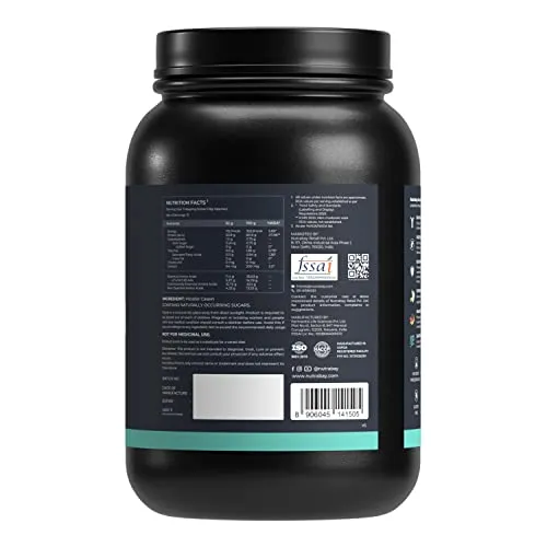 Nutrabay Pure 100% Micellar Casein Protein - 25.9g Protein & 5.5g BCAA, Slow Digesting Anti-Catabolic Protein - 1kg Unflavoured