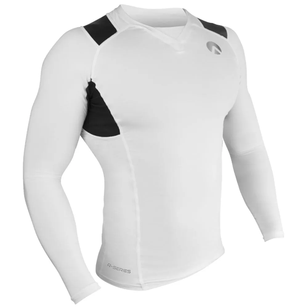 Open Box Sharkskin Mens Compression R-Series Long Sleeve Top-White/Black-XLarge