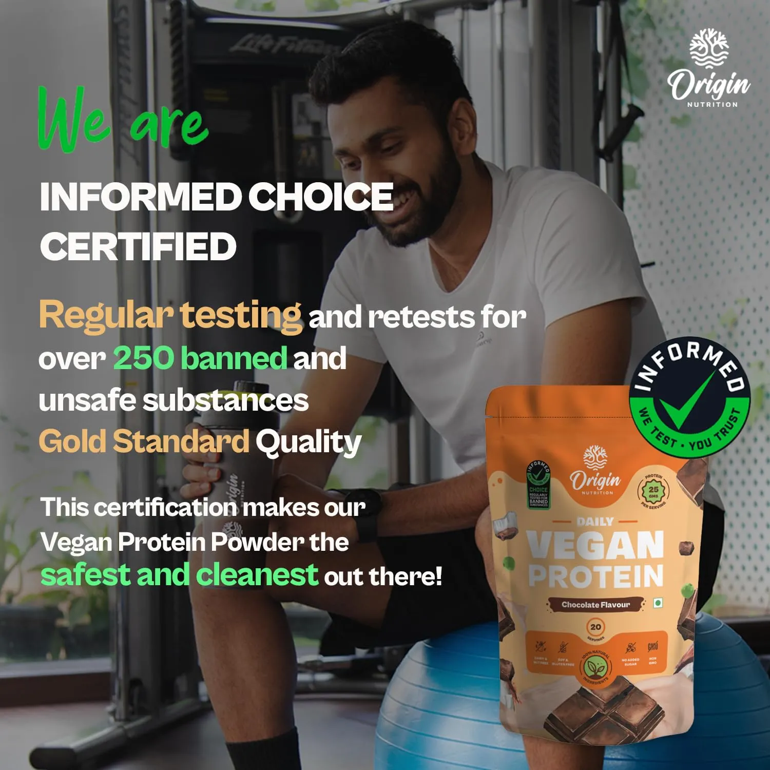 Origin Nutrition 100% Natural Vegan Protein Powder (European Pea Protein Isolate & Pumpkin Seed Protein) Easy to Digest Chocolate Flavour with 25g Plant Based Protein,770g