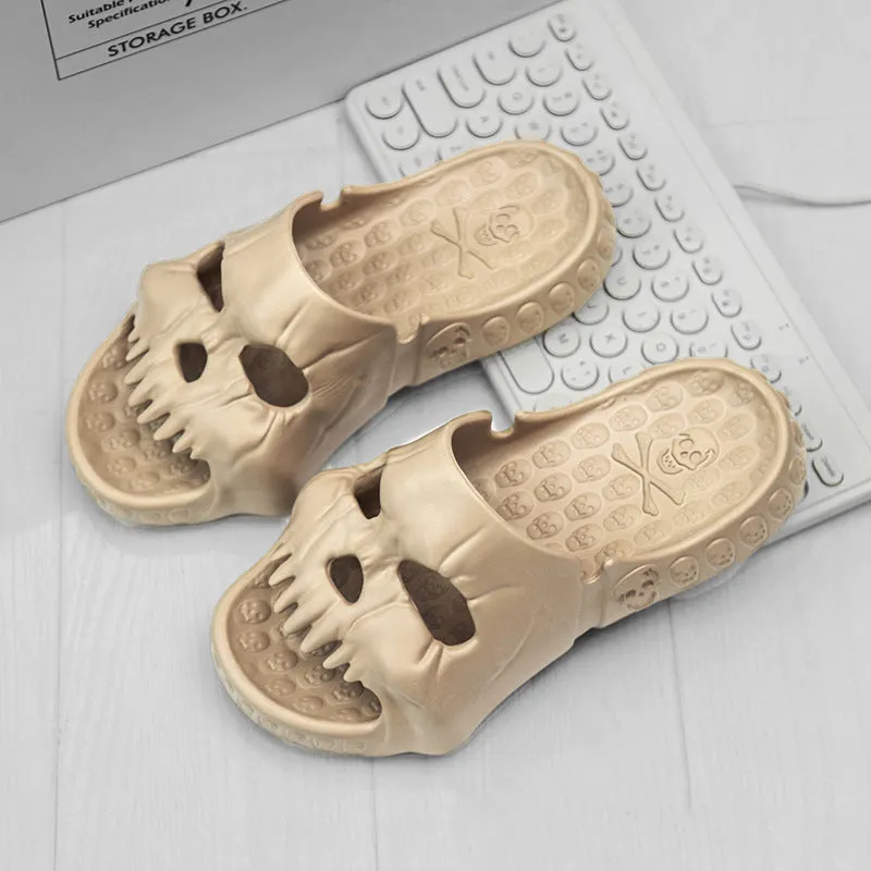 Personalized Skull Design Slippers Bathroom Indoor Outdoor Fun Slides Beach Shoes