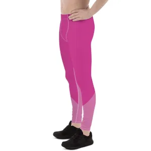 Pink Color Block Colorful Meggings, Pink Shade Duo Colors Premium Men's Leggings Meggings Tights Pants- Made in USA/ EU