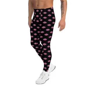 Pink Kiss Men's Leggings, Sexy Lips Meggings Run Compression Tights-Made in USA/EU