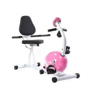 Pink Recumbent Exercise Bike Magnetic Resistance w/ Heart Rate Monitor