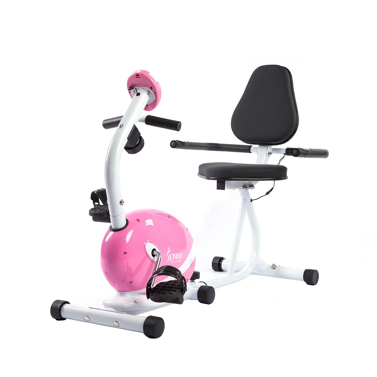 Pink Recumbent Exercise Bike Magnetic Resistance w/ Heart Rate Monitor