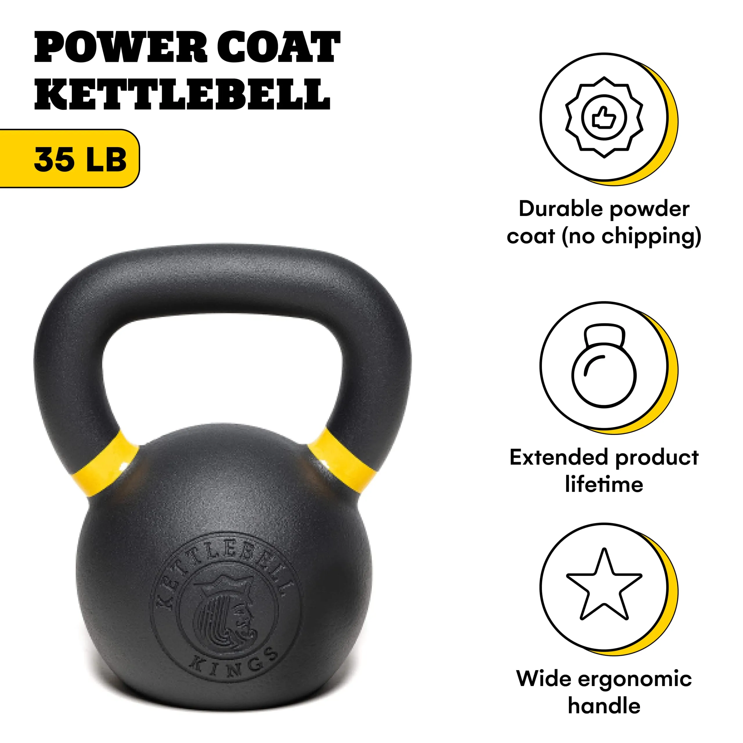 Powder Coated Kettlebell Weights (5-90 Lb) For Women & Men | Durable Coating