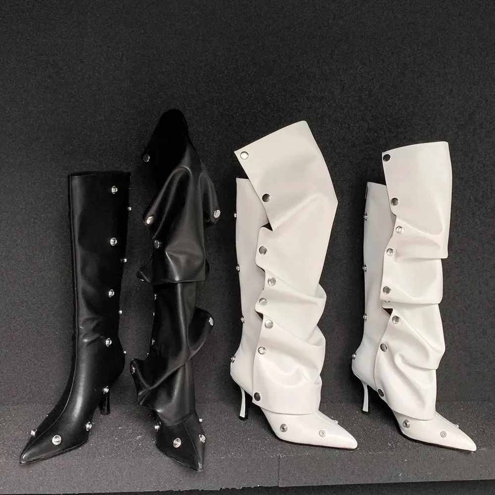 Pre Order:  Snap Off Knee High Pleated Boots