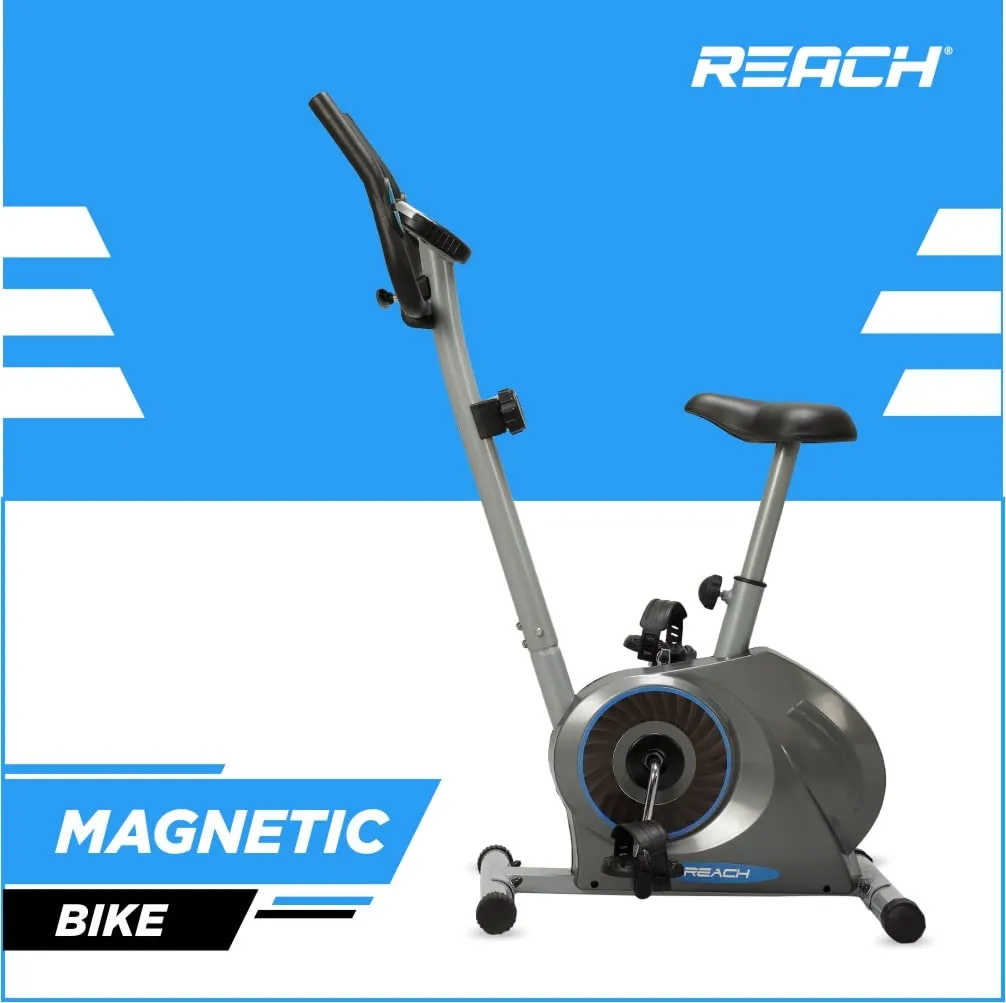 Reach B-200 Magnetic Exercise Cycle for Home Gym | Upright Stationary Exercise Bike for Cardio and Fitness Workout | Adjustable Magnetic Resistance with 4kg Flywheel and Cushioned Seat | Max User Weight 100Kg